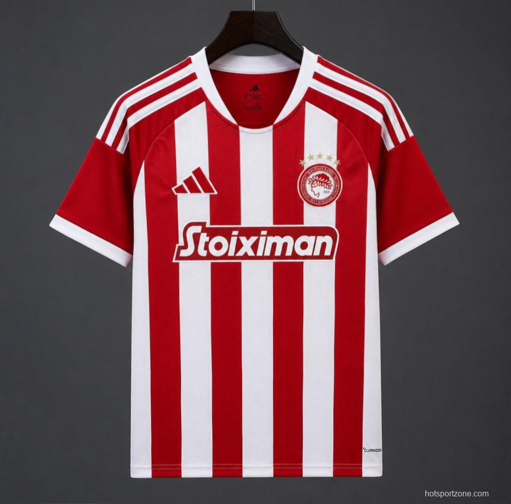 26/27 Olympiacos Red and White Stripe Home Jersey