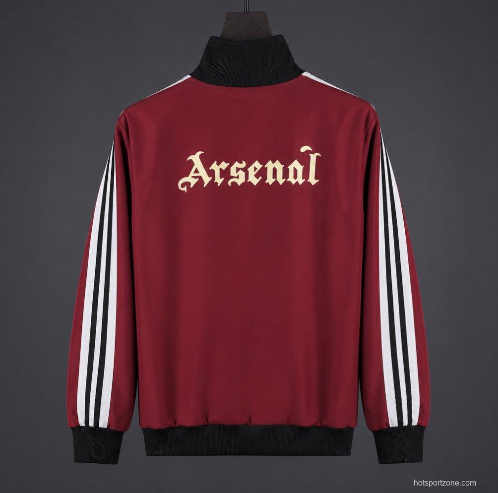 26/27 Arsenal Track Jacket Burgundy Black Full Zipper Windbreaker