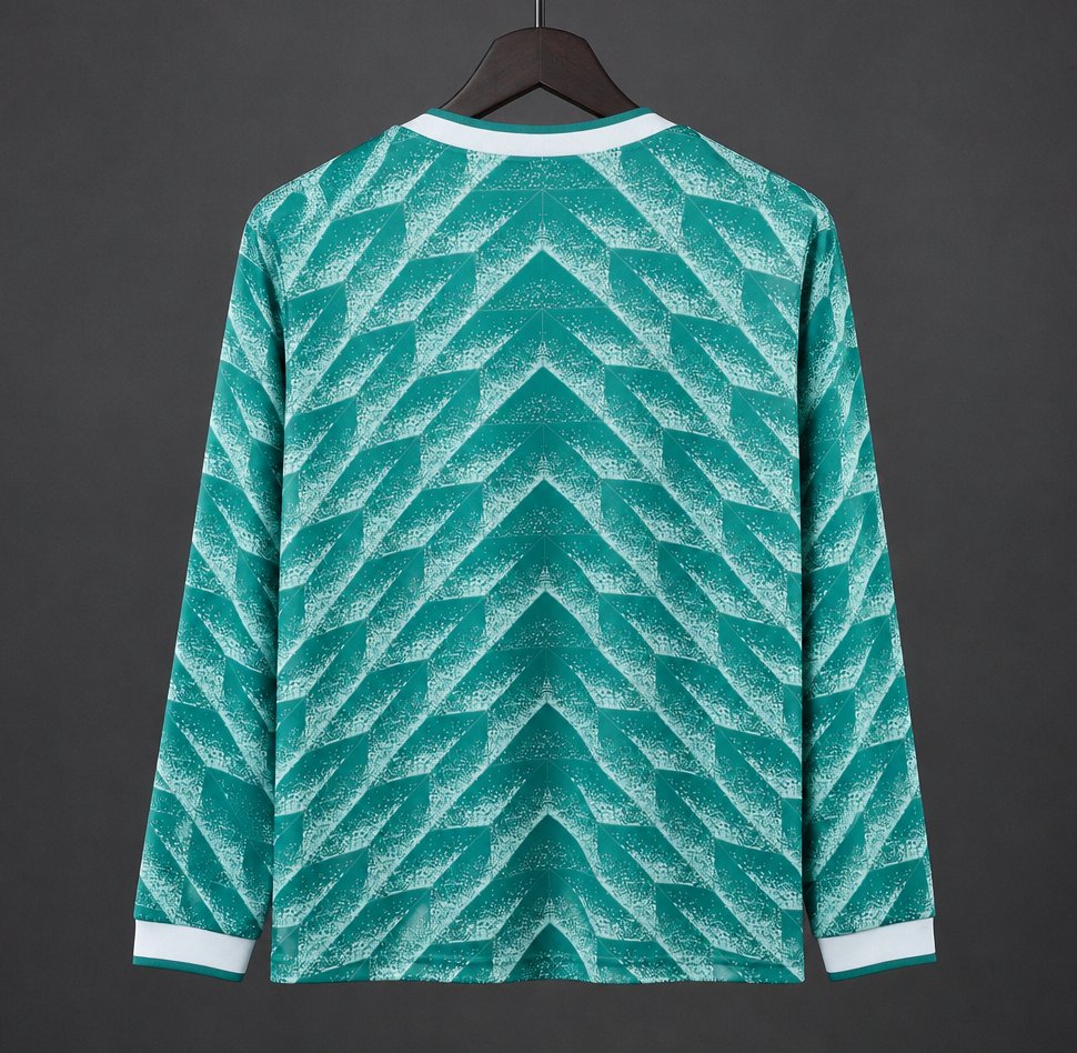 Retro 1990 West Germany Green Long Sleeve Away Jersey
