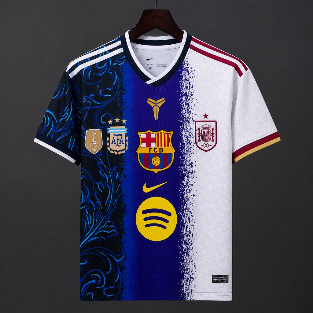 26/27 Messi Career Tribute Argentina × Barcelona × Spain Patchwork Special Fan Edition Jersey