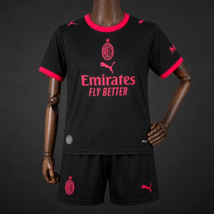 26/27 Kids AC Milan Third Black Jersey Kit