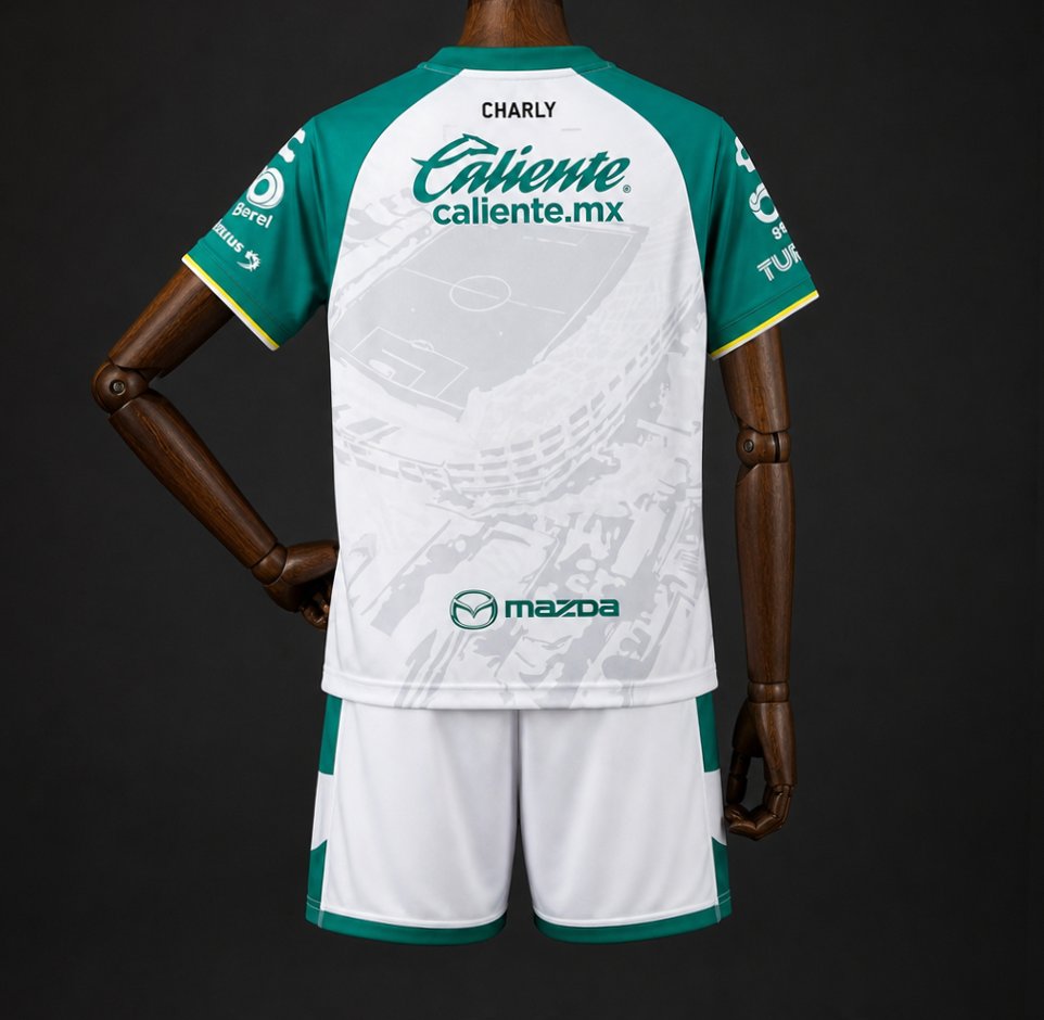 26/27 Kids Club Leon Away White Green Jersey