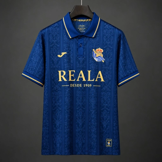 26/27 Real Sociedad  Polo Collar Navy Jersey