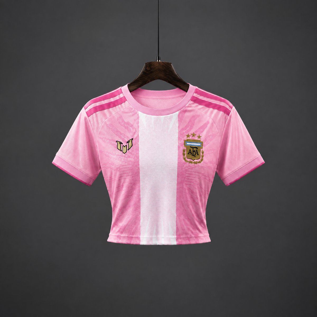 2026 Argentina MESSI Tribute Pink Women Crop Jersey